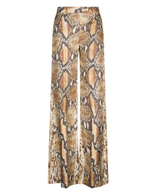 Roberto Cavalli Snakeskin-print Trousers Natural