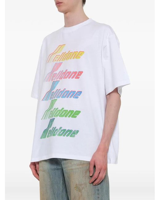 we11done White Logo-Print T-Shirt for men