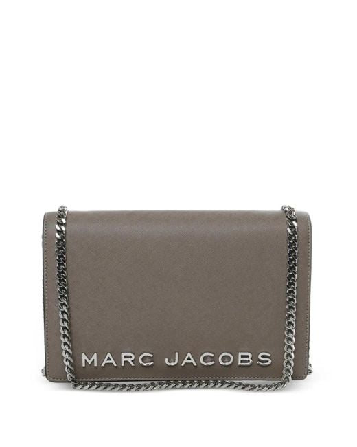 Marc Jacobs Gray Logo-Plaque Clutch Bag