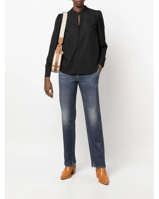 Rag & Bone Black Jade Long-Sleeve Blouse