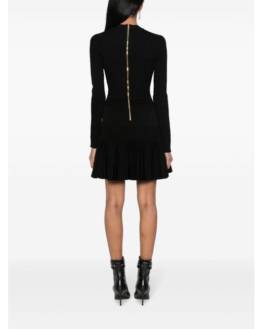 Balmain Black Long Sleeve Knitted Mini Dress
