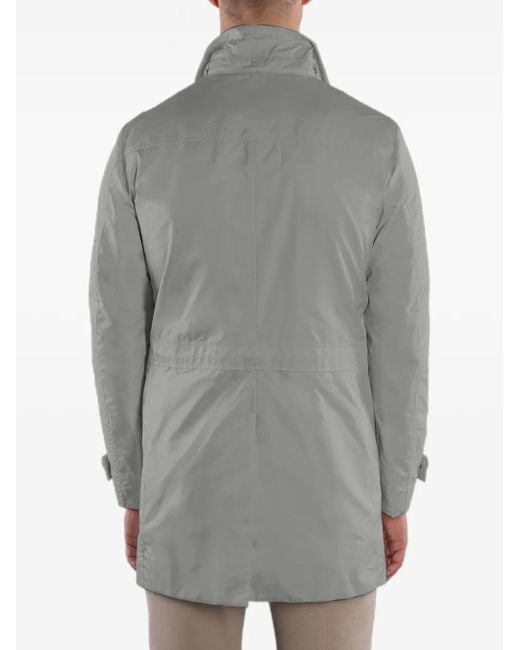 Moorer Gray Double-Breasted Zip-Front Coat for men