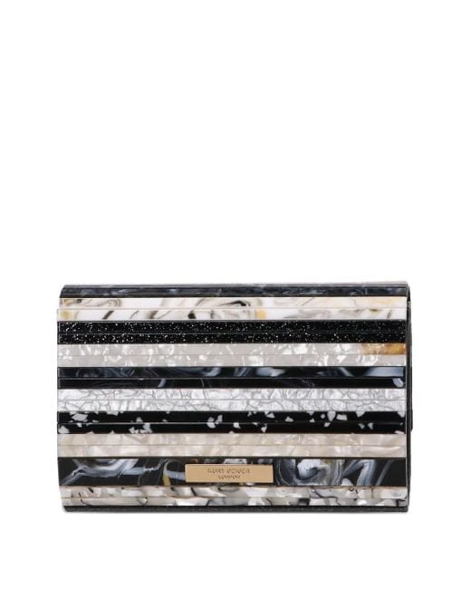 Kurt Geiger Black Mini Party Eagle Striped Clutch Bag