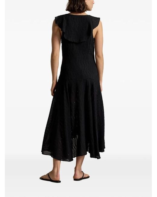 Polo Ralph Lauren Black Lynton Ruffled Midi Dress