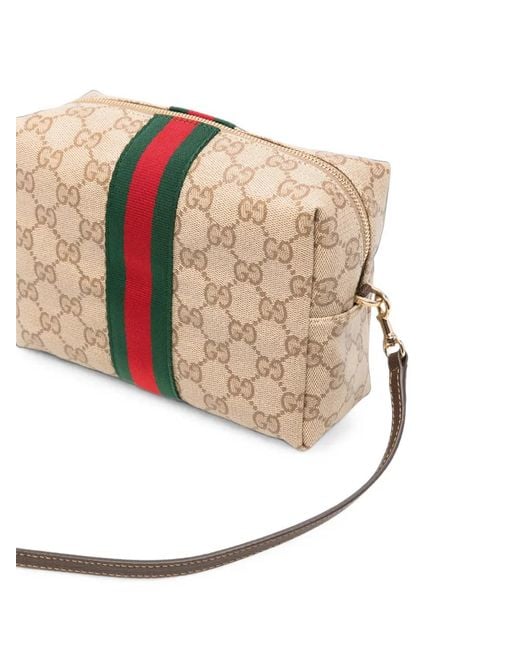Gucci Natural Gg Supreme Web-Stripe Clutch Bag