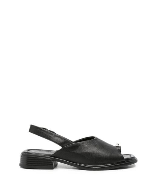 SERGIO MORETTI FIRENZE Black Toe-Ring Slingback Sandals