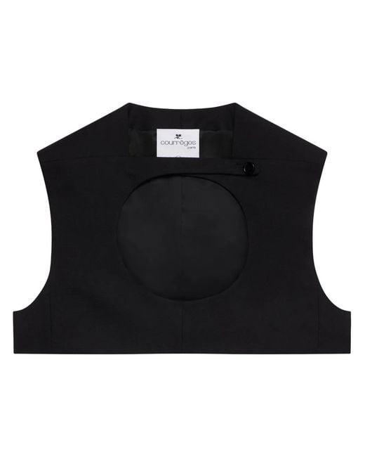 Courreges Black Virgin-Wool Cropped Top