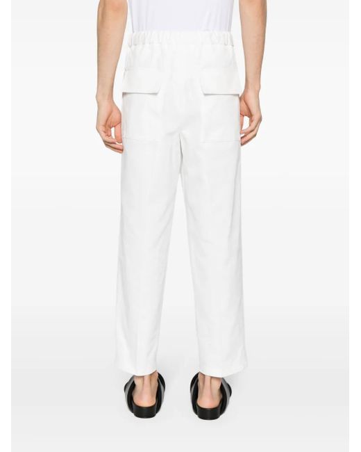 Jil Sander Katoenen Broek Met Toelopende Pijpen in het White voor heren