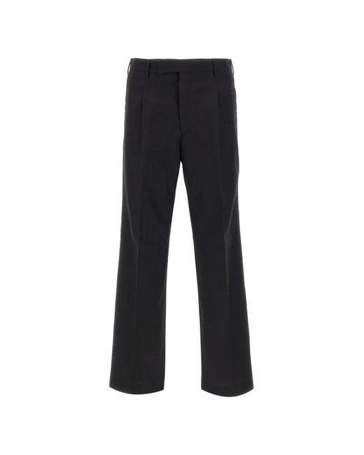 PT Torino Black Tailored Crease Trousers for men