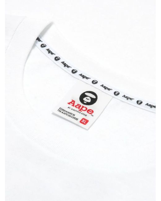 Aape By A Bathing Ape White Logo-Print T-Shirt for men