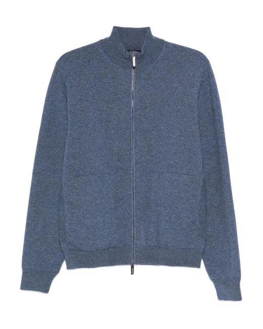 Drumohr Blue Zip-Neck Cashmere Jacket for men