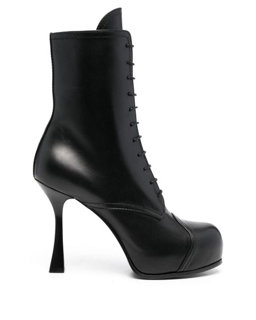 Casadei Leather Donna 120mm Platform Boots in Black | Lyst