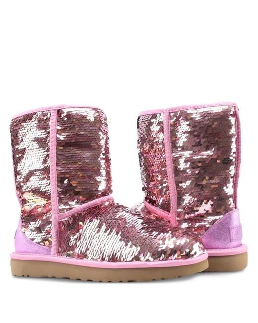 Ugg Pink Classic Short Sequin Boots
