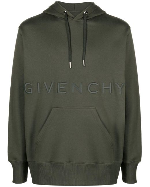 Givenchy Green 4g-embroidered Cotton Hoodie for men