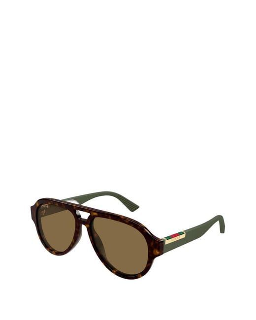 Gucci Brown Tortoiseshell Pilot Sunglasses for men