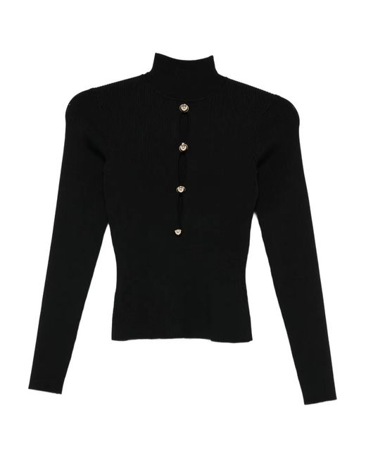 Self-Portrait Black Keyhole Knit Top