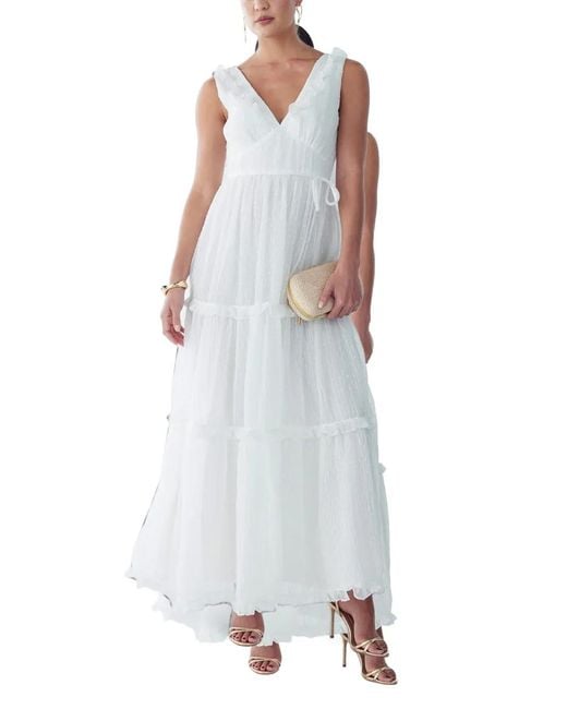 ST MRLO White Ruffled Tiered Maxi Dress