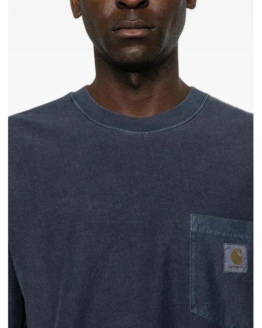 Carhartt Blue Logo-Patch Pocket T-Shirt for men