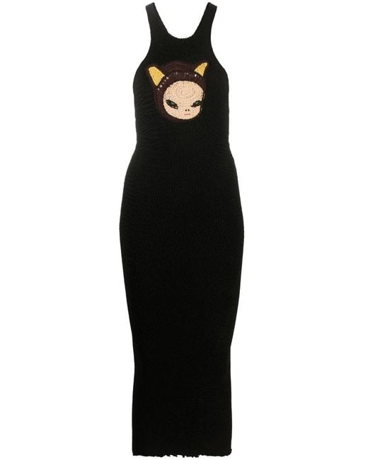 Stella McCartney Black Nara Crochet-Detail Midi Dress