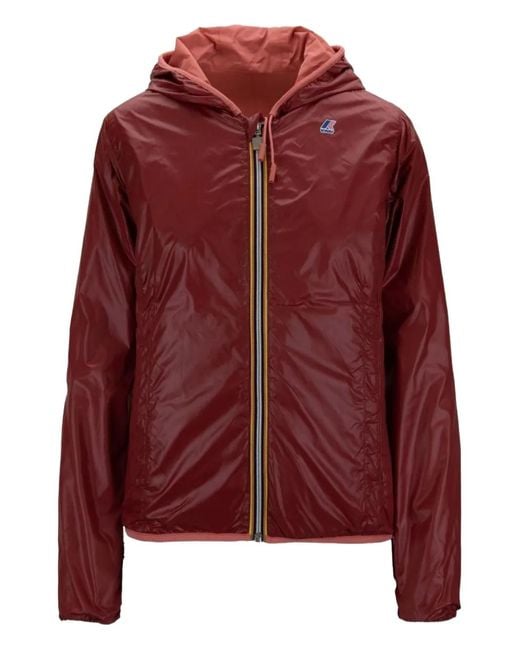 K-Way Red Hooded Zip Jacket