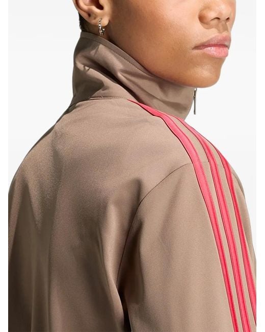 Adidas Brown Logo-Embroidered Striped Track Jacket