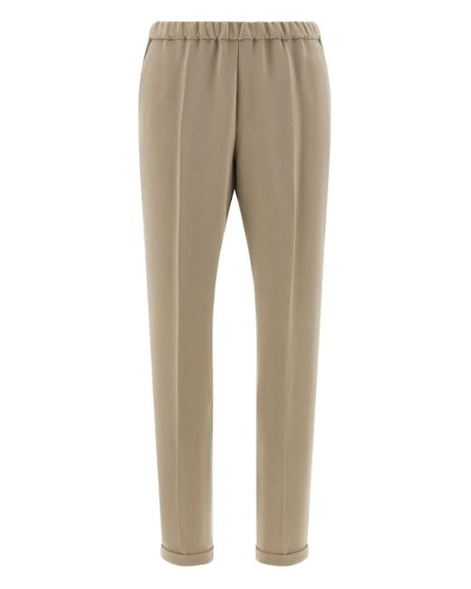 Alberto Biani Natural Elasticated Pleat Trousers