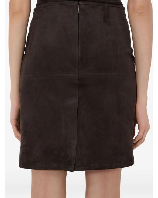 Loulou de Saison Brown Engel Suede Oencil Mini Skirt