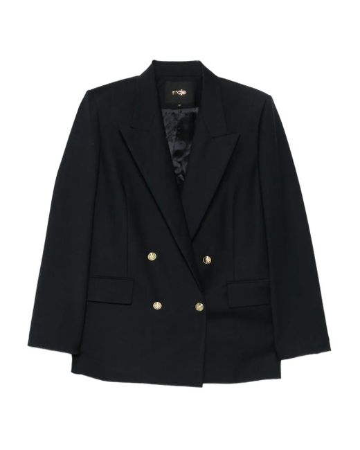 Maje Blazer Met Dubbele Rij Knopen En Gouden Knopen in het Black