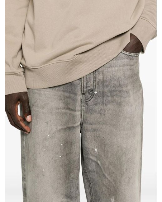 Haikure Gray Paint-Splatter Straight-Leg Jeans for men