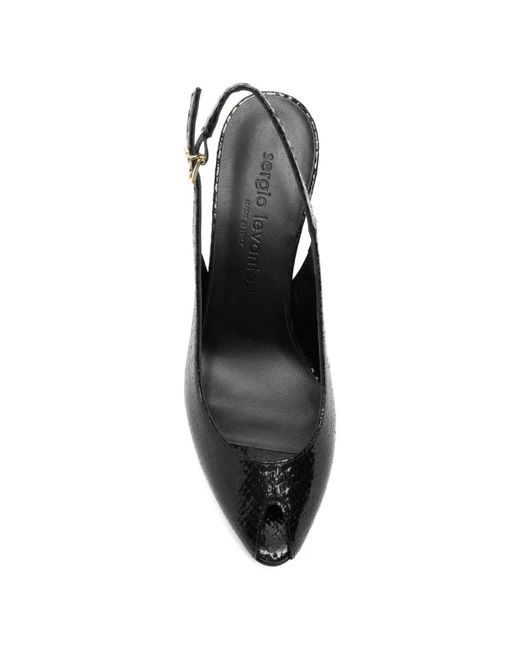 Sergio Levantesi Black Peep-Toe Slingback Sandals