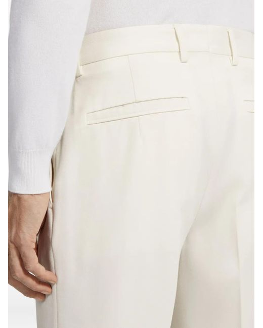Zegna White Pleated Tailored Trousers for men