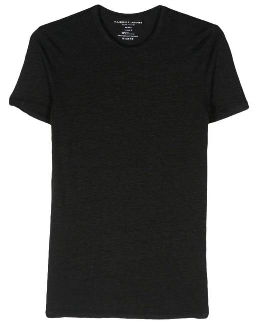 Majestic Filatures Black Fine-ribbed T-shirt for men