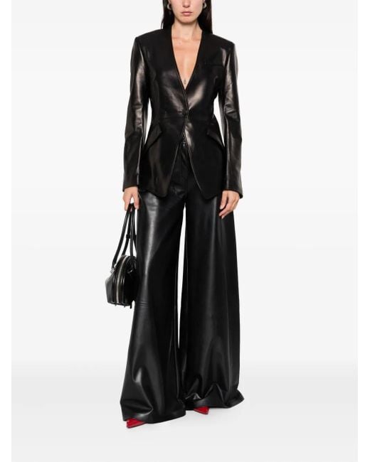 Alexander McQueen Black Single-Breasted Calfskin Leather Jacket