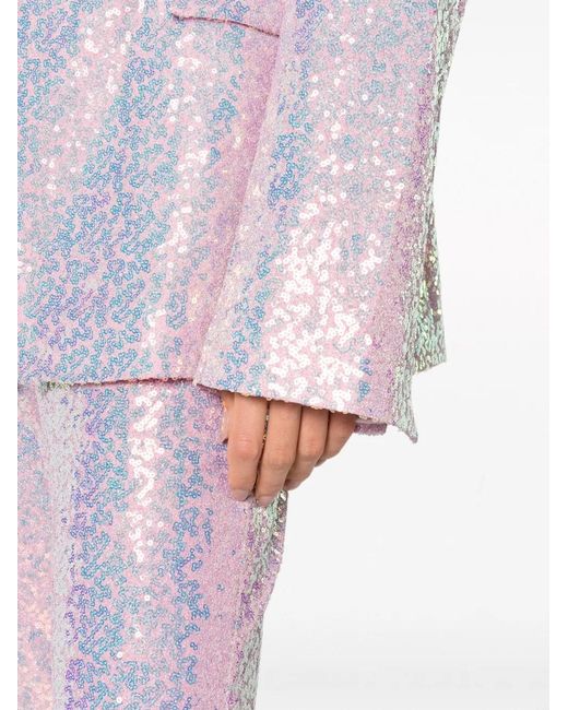 ROTATE BIRGER CHRISTENSEN Pink Sequin-Embellished Single-Breasted Blazer