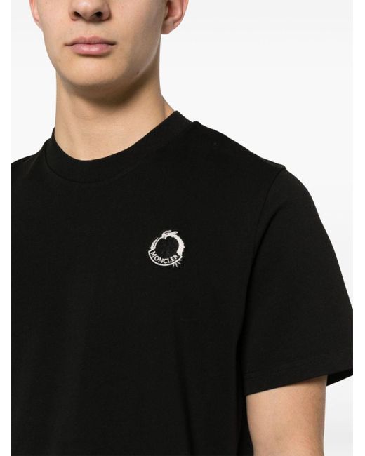 T-shirt en coton à logo appliqué Moncler pour homme en coloris Black