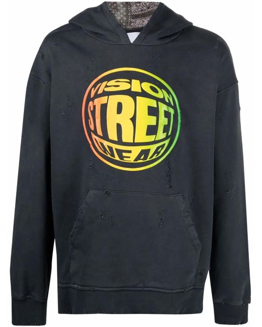 Alchemist Gray Ripped-Detail Hoodie for men
