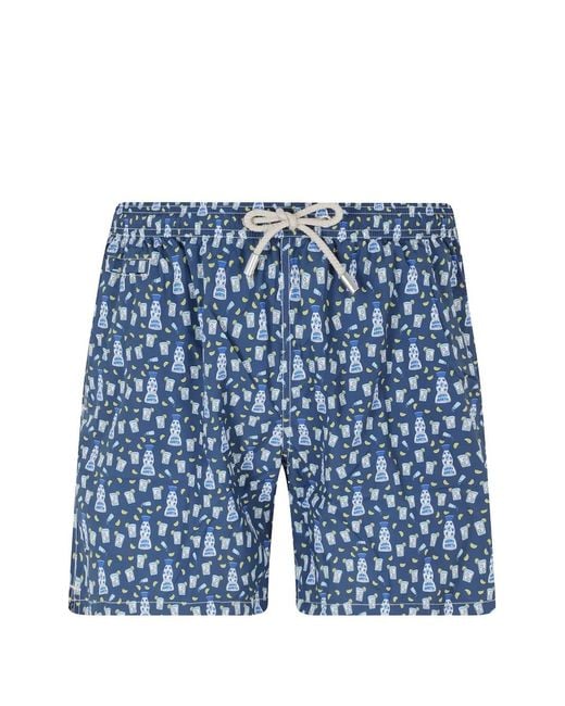 Mc2 Saint Barth Blue Lighting All Over-Print Swim Shorts for men