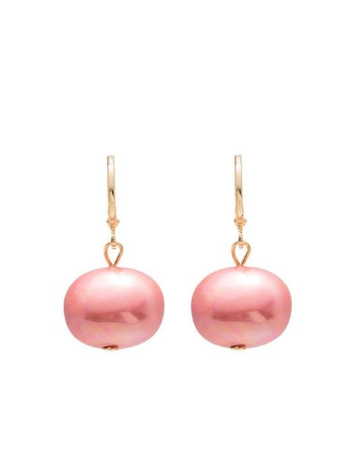 Aros con colgante de perlas Serpui de color Pink