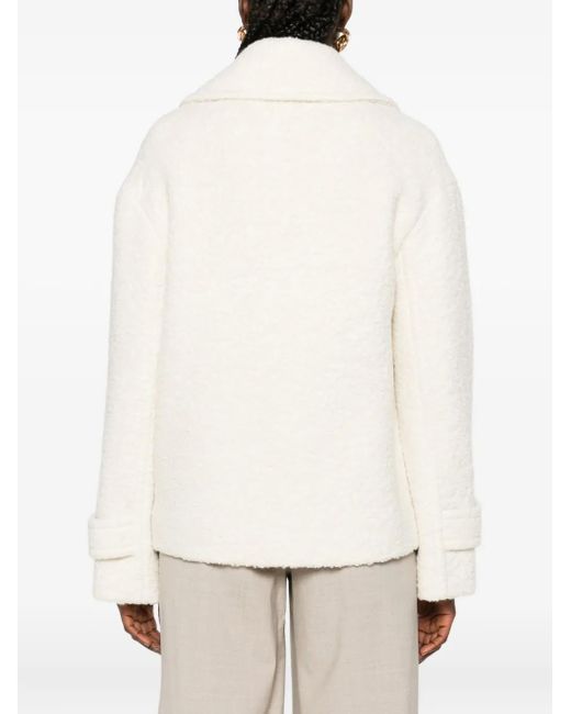 Tagliatore White Double-Breasted Buttoned Coat