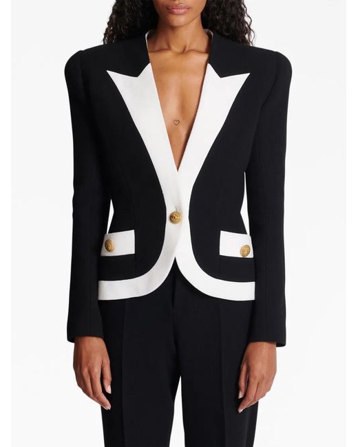 Balmain Black Two-tone Wool Jacket