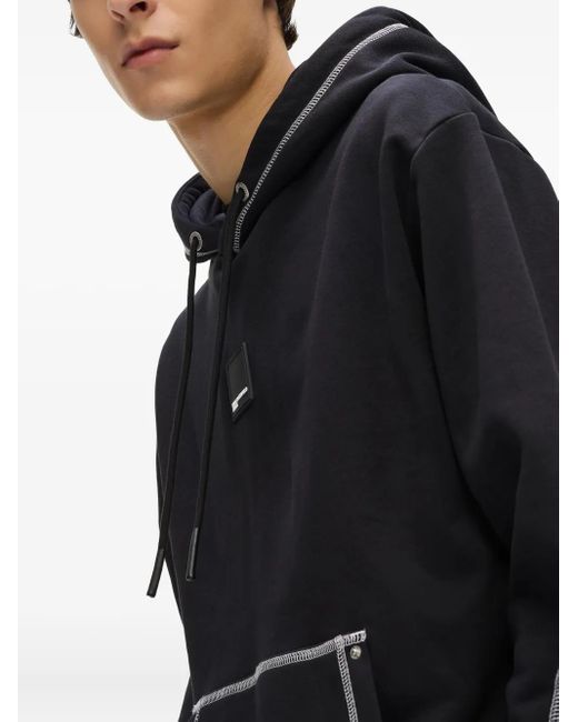 Karl Lagerfeld Black Contrast-Stitch Hoodie for men