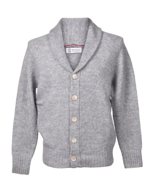 メンズ Brunello Cucinelli ショールカラーカーディガン Gray