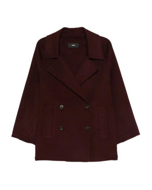 Arma Purple Double-Breasted Wool Coat