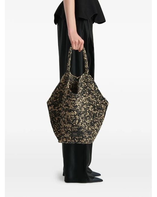 Khaite Black Logo-Patch Tote Bag