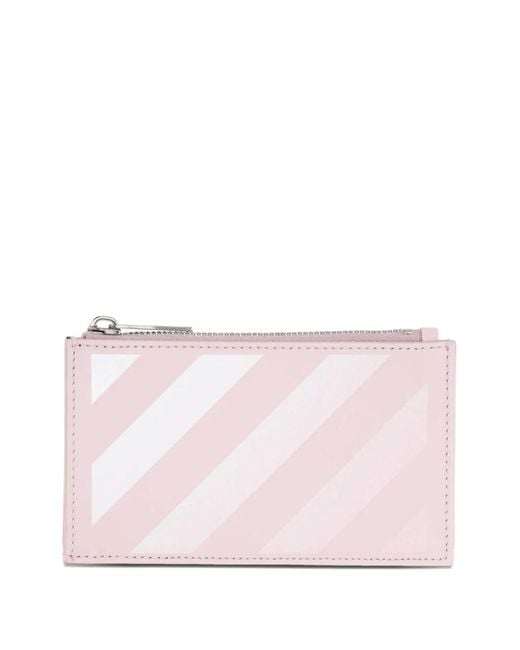 Off-White c/o Virgil Abloh Pink Striped-Print Zip Wallet