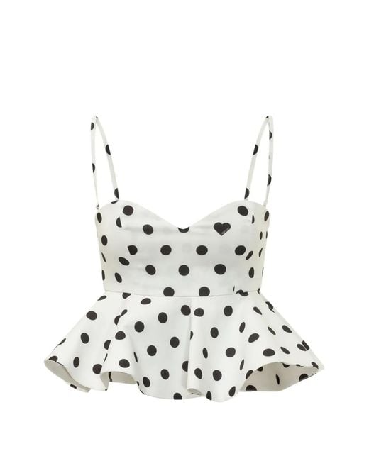 Fiorucci White Polka-Dot Peplum Top