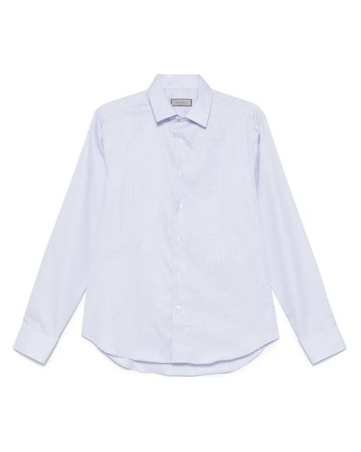 Canali White Micro Check Shirt for men