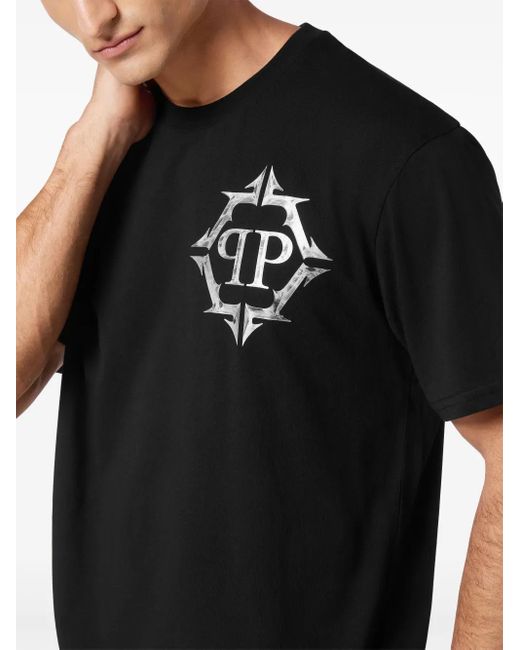 メンズ Philipp Plein Chrome Tシャツ Black