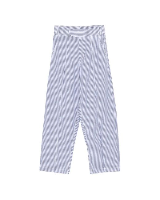 Jejia White Susi Striped Contrast-Stitch Trousers