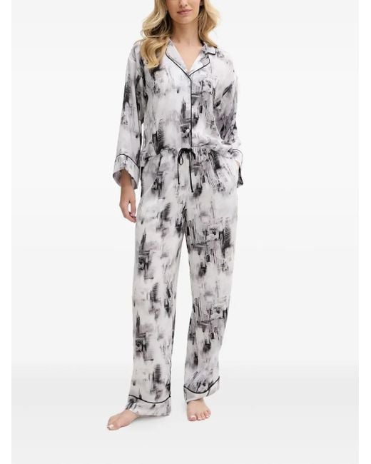 DKNY アブストラクトプリント パジャマ White